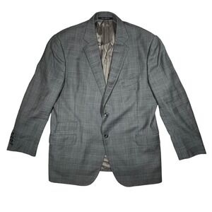 J. Hilburn Blazer Mens 47R Gray Wool Vitale Barberis Canonico Glen Check Jacket